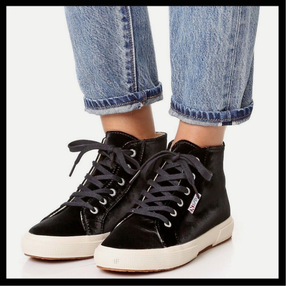 Superga 2095 Black Velvet High Top Sneaker